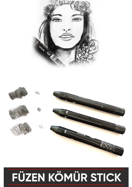 Kömür Füzen Stick Seti 3l'ü