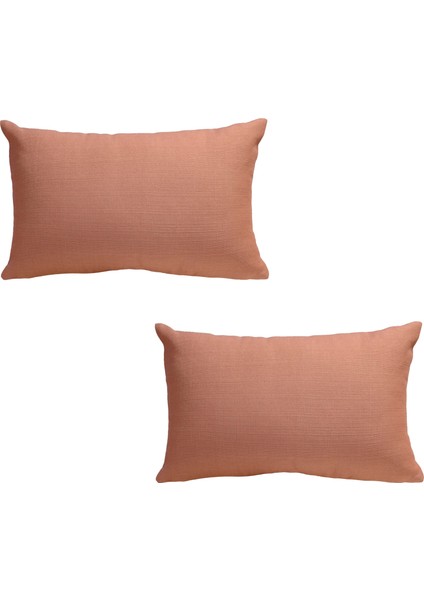 2'li Keten Görünümlü Kırlent Kılıfı Somon