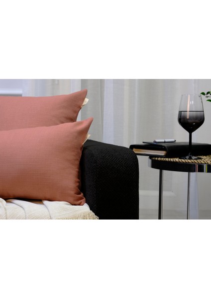 2'li Keten Görünümlü Kırlent Kılıfı Somon fırsatları