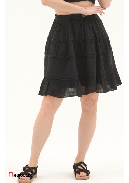 Siyah Müslin Kısa Yazlık Etek fiyatları