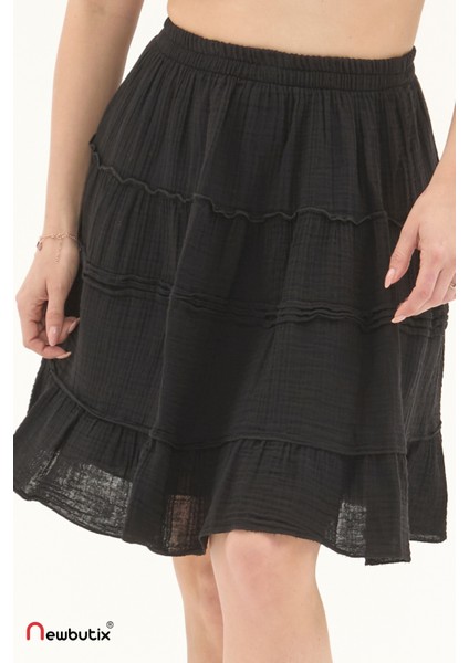 Siyah Müslin Kısa Yazlık Etek indirimleri