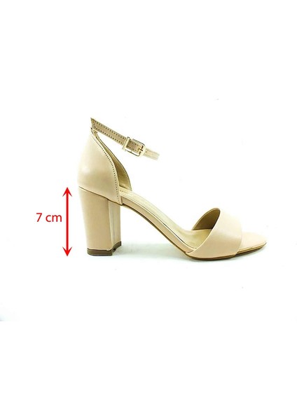Tek Bantlı Topuklu Kadın Ayakkabı Ten-Cilt 61 08