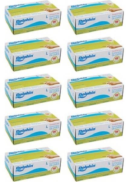 Pudralı Lateks Muayene Eldiveni L Beden 10 x Kutu 10 x 100 Adet