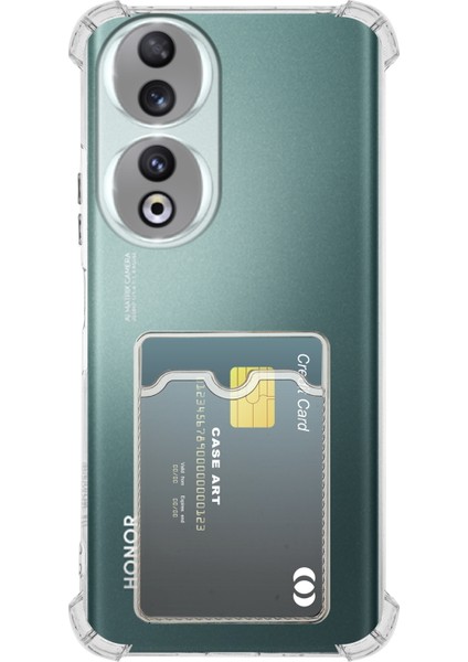 Honor 90 Kapak ile Uyumlu Kamera Korumalı Kartlıklı Darbe Emici Özellikli Şeffaf Silikon Kılıf