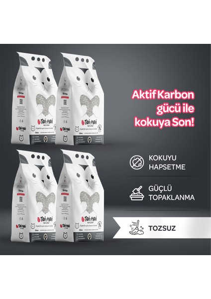 4lü Avantaj Paketi - Toi Moi Aktif Karbonlu Kedi Kumu 4x5 Lt