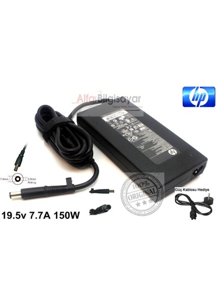 Hp 19.5V 7.7A 150W 7.4*5.0mm Orijinal Adaptör Şarj Aleti - Cihazı