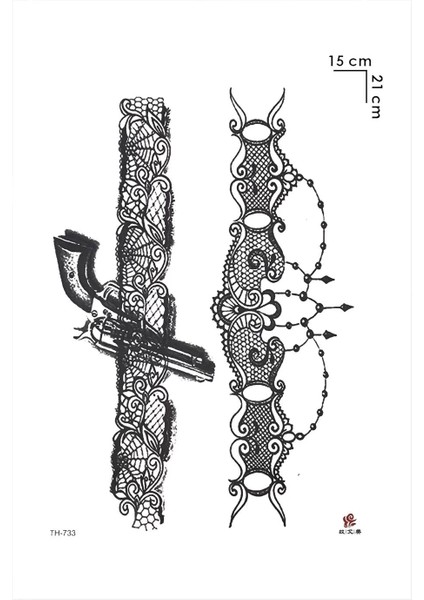Sialh ve Motifli Jartiyer Geçici Dövme Tattoo