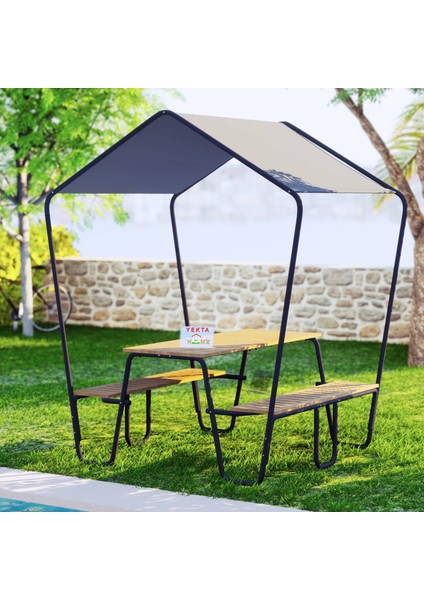 Yekta Kameriye Bahçe Masa Takımı Gölgelikli Piknik Masası Demonte Kamelya