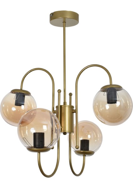 Rüya Modern Tasarım Salon Yemek Odası Mutfak Eskitme Renk Beyaz Camlı Sarkıt 4 Lü Avize