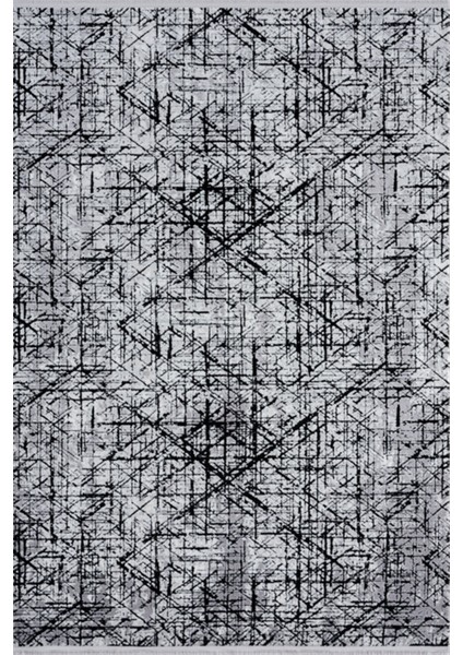 Çam Halı Roma 421 Gri Siyah Seyran Halı Modern Desen Makine Halısı
