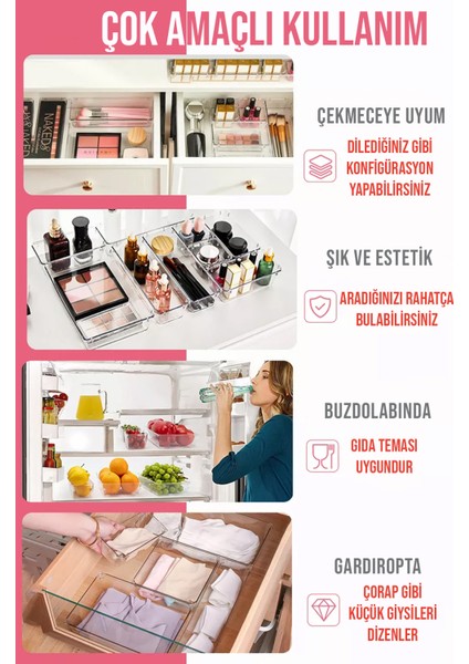 16 Parça Çok Amaçlı Makyaj Organizeri Çekmece Düzenleyici Şeffaf Modüler fiyatları