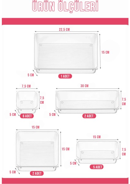 16 Parça Çok Amaçlı Makyaj Organizeri Çekmece Düzenleyici Şeffaf Modüler modelleri