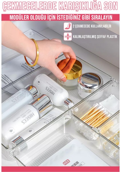 16 Parça Çok Amaçlı Makyaj Organizeri Çekmece Düzenleyici Şeffaf Modüler indirimleri