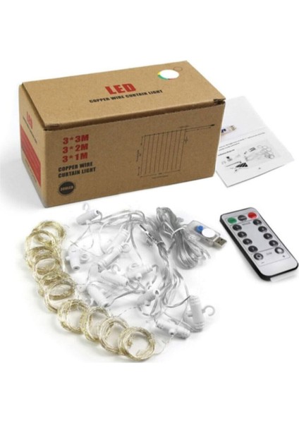 8 Fonksıyonlu 300 Ledli Perde LED Sarkıt LED 3x3 M indirimleri