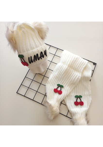 Bebek Kız Çocuk Isimli Ponponlu Atkı Bere Takımı