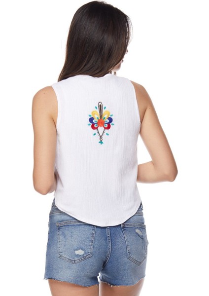 Şile Bezi Beyaz Nakışlı Yelek fiyatları