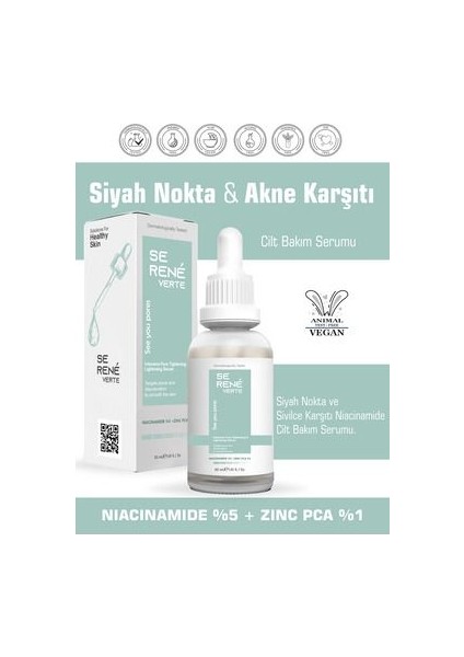 Siyah Nokta ve Sivilce Karşıtı Niacinamide Cilt Bakım Serumu 30 ml (Niacinamide %5 + Zinc Pca %1)