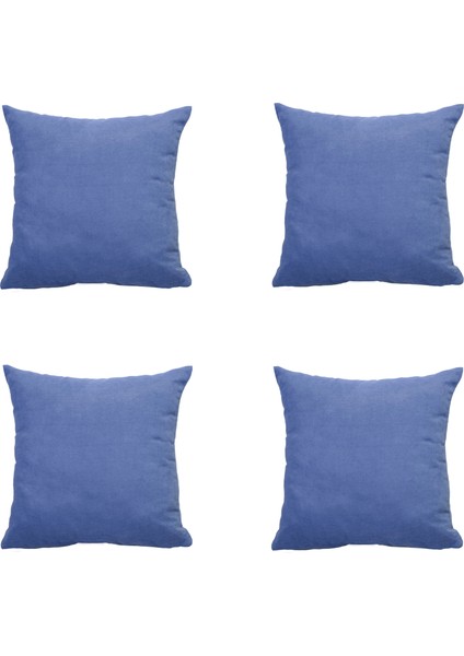 4'lü Kadife Dokulu Kırlent Kılıfı Açık Mavi
