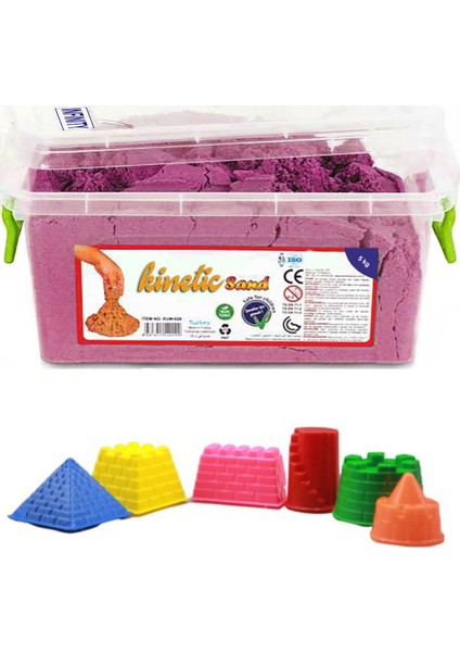 Kinetik Kum 3 kg Pembe ve 6 Parça Kale Kum Kalıpları Seti