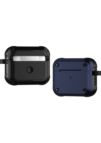 Apple Airpods 3 Için Kulaklık Koruyucu Kılıf Çift Renkli Pc + Tpu Bluetooth Kulaklık Anti-Damla Kapak Karabina-Mavi (Yurt Dışından)