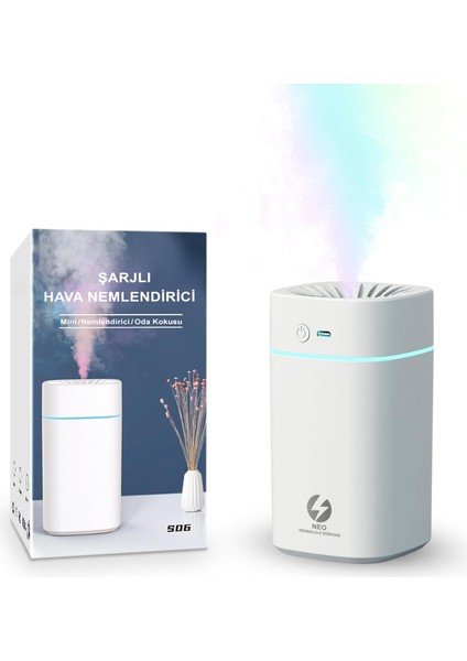Şarjlı Hava Nemlendirici 380ML Şarjlı Buhar Makinesi | Aroma Difüzörü | Gece Lambası | Rgb Renk Modu