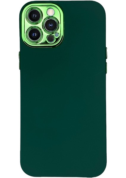 iPhone 12 Pro Max Koyu Yeşil Metal Kamera Korumalı Silikon Kılıf modelleri