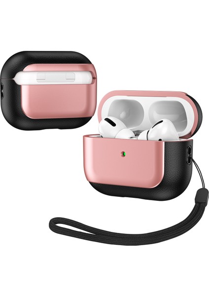 Apple Airpods Pro Için Kulaklık Kılıfı Kordonlu Galvanik Koruyucu Kapak-Gül Altın (Yurt Dışından)