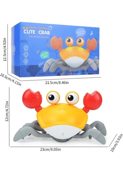 Emeklemeye Yardımcı Sensörlü Yengeç Şarjlı Müzik Sesleri ve Işıkları Ile Interaktif Yürüyüş Oyuncak