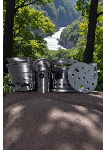 Çift Musluklu Paslanmaz Kömürlü Odunlu Semaver 3,5 Lt fiyatları