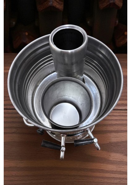 Çift Musluklu Paslanmaz Kömürlü Odunlu Semaver 3,5 Lt fırsatları