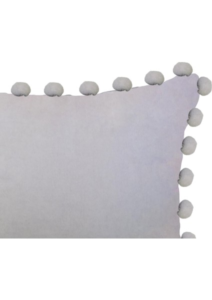 2'li Kadife Dokulu Ponponlu Kırlent Kılıfı Açık Gri modelleri