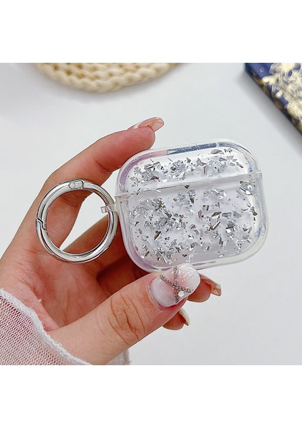 Apple Airpods 3 Için Darbeye Dayanıklı Epoksi Pc Kasa Anti-Drop Bluetooth Kulaklık Kapağı Halka Tokalı-Gümüş (Yurt Dışından)