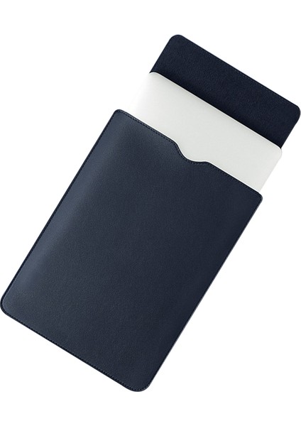 15 Inç Ultra Ince Su Geçirmez Laptop Çantası Notebook Pu Deri Taşıma Çantası-Lacivert (Yurt Dışından)