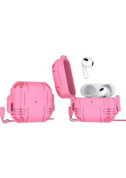 Apple Airpods 3-Pembe Için Moda Dokulu Kapak Kabuğu Esnek Tpu Koruyucu Kapak Kılıfı (Yurt Dışından)