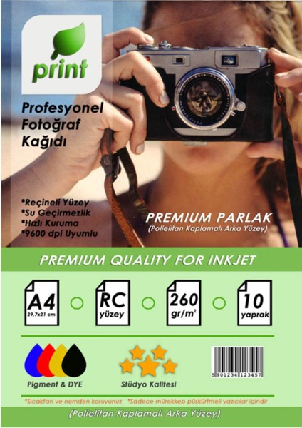 Epson L3151 260 gr A4 Premium Parlak Fotoğraf Kağıdı 10 Yp