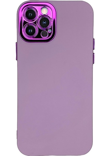 iPhone 12 Pro Mor Metal Kamera Korumalı Silikon Kılıf modelleri