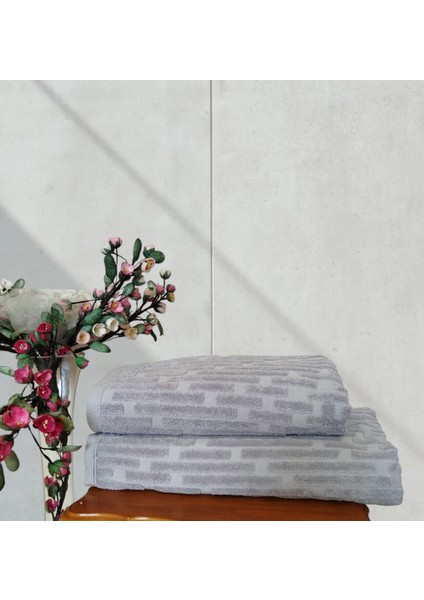 %100 Pamuklu Kilim Banyo Takımı 1 Adet 50X90 cm ve 1 Adet 90X150 cm Boy Havlusu