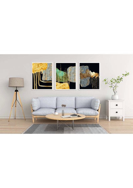 3 Parça Çerçeveli Soyut Ahşap Tablo Seti, Ev Dekoru, Çerçeveli Tablo, Soyut Tablo modelleri