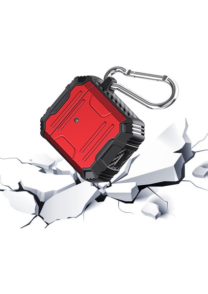 Tpu+Pc Şok Emici Kulaklık Koruyucu Kılıf Apple Airpod'lar Için Anahtarlıklı Şarj KUTUSUYLA(2016)/(2019)/AIRPODS ile Kablosuz Şarj KILIFI(2019)-KIRMIZI (Yurt Dışından) fiyatları