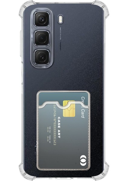 Infinix Hot 50 Pro Kapak ile Uyumlu Kamera Korumalı Kartlıklı Darbe Emici Özellikli Şeffaf Silikon Kılıf