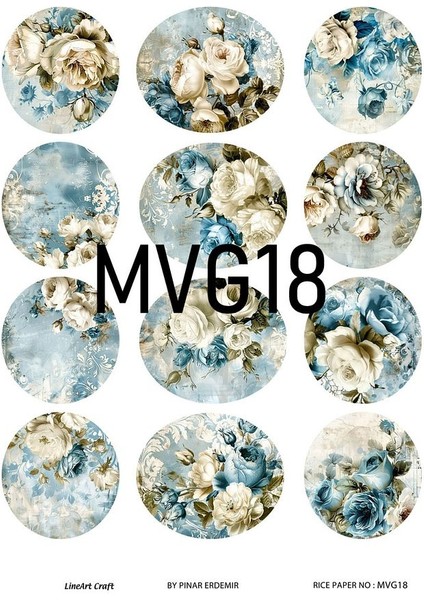 Mavi Gül Serisi MVG18 Pirinç Dekopaj 30*42 cm