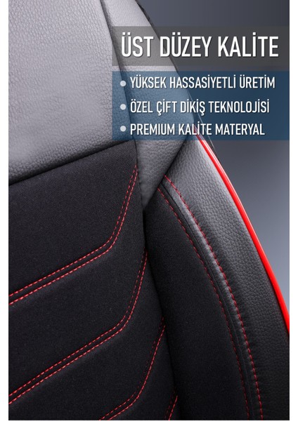 Honda Cr-V Yarı Deri Oto Koltuk Kılıfı Ön Arkatakım Karbon Serisi Siyah Kırmızı Fs 97-18