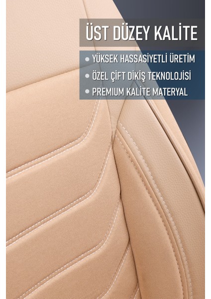 renault Laguna 3 Yarı Deri Oto Koltuk Kılıfı Ön Arkatakım Karbon Serisi Bej Fs