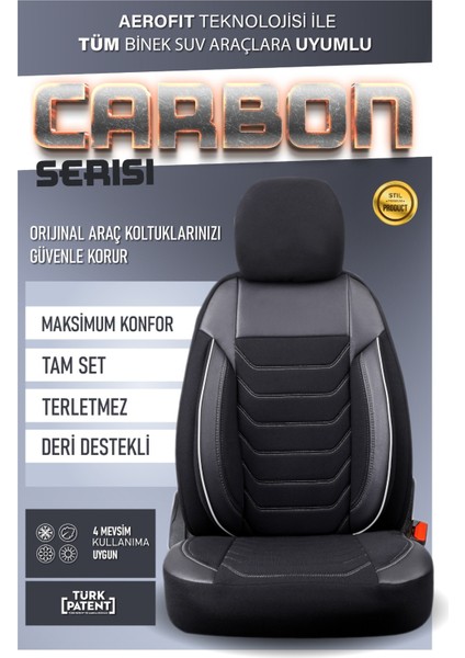 Isuzu D-Max Yarı Deri Oto Koltuk Kılıfı Ön Arkatakım Karbon Serisi Siyah Beyaz Fs indirimleri