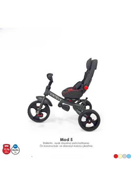 Ebeveyn Kontrollü Tenteli Tricycle Üç Teker Bisiklet - Unıque 1 Çok Fonksiyonlu Çocuk Bisikleti - Fitalat Içermez modelleri