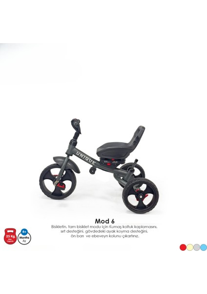 Ebeveyn Kontrollü Tenteli Tricycle Üç Teker Bisiklet - Unıque 1 Çok Fonksiyonlu Çocuk Bisikleti - Fitalat Içermez fırsatları