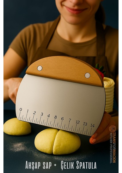 Pasta Spatulası - Profesyonel Hamur Sıyırıcı - Ölçü Cetvelli Pasta Hamur Spatulası 722023