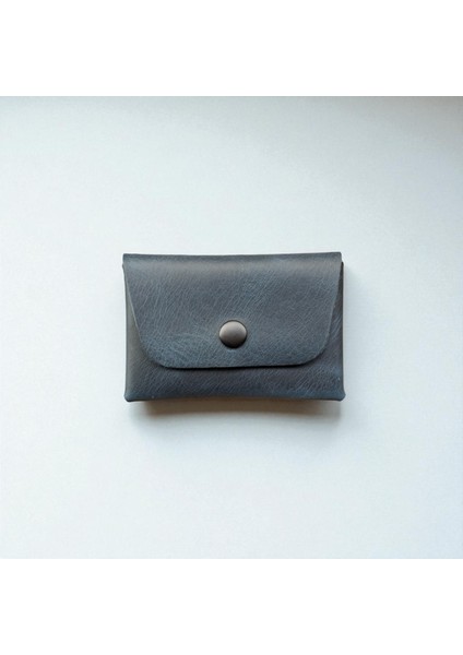 Hakiki Deri Kartlık Cüzdan, Minimal, El Yapımı, Çıtçıtlı Dikişsiz Tasarım Kartlık Mavi fırsatları