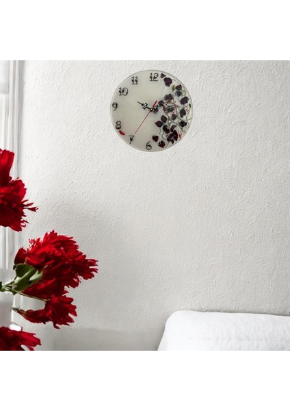 - Gelincik Çiçekli Epoksi Duvar Saati (Özel Tasarım - Tek Üretim) - 30 cm fiyatları