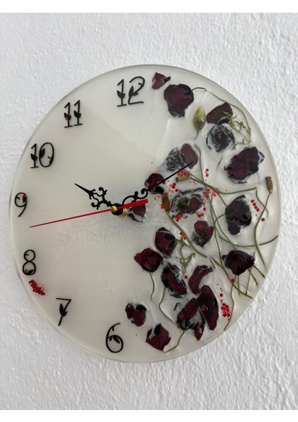 - Gelincik Çiçekli Epoksi Duvar Saati (Özel Tasarım - Tek Üretim) - 30 cm fırsatları